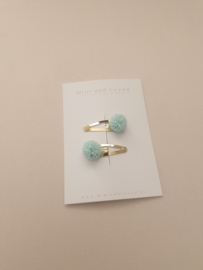 Pompom Lace Mint klein (3 stuks)