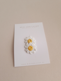 Antislip haarspeldje White yellow flower (3 stuks)