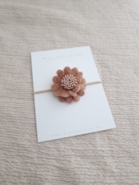 Haarelastiek |  Old Pink Woolly Flower (3 stuks)