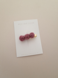 Pompom Aubergine line middel (3 stuks)