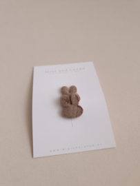 Antislip haarspeldje Mini bunny grey-brown (3 stuks)