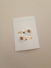 Flower White Bronze clip middel (3 stuks)