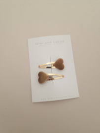 Heart clip Brown middel (3 stuks)