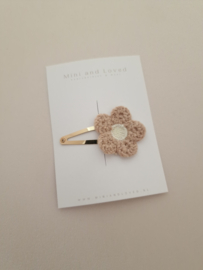 Teddy flower Brown clip middel (3 stuks)