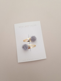 Pompom Grey klein (3 stuks)