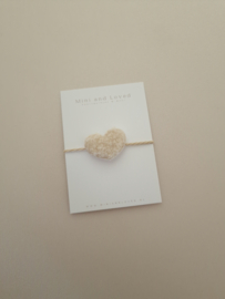 Haarelastiek | Heart teddy beige (3 stuks)