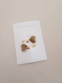 Heart clip Light Brown klein (3 stuks)