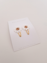 Flower White Bronze clip klein (3 stuks)