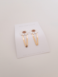 Flower White Bronze clip groot (3 stuks)