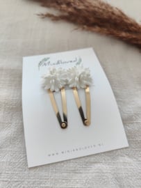 White flower clip groot (3 stuks)