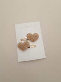 Teddy Heart brown clip middel (3 stuks)
