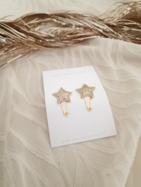 Glitter Christmas star gold klein (3 stuks)