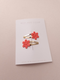 Bloss Fluor Pink flower clip klein (3 stuks)
