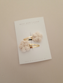 Flower Wool Beige clip middel (3 stuks)