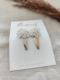 White flower clip middel (3 stuks)