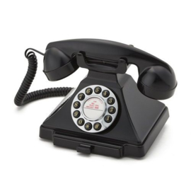 Twenties bakeliet-look telefoon met druktoetsen - zwart
