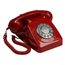Seventies telefoon met druktoetsen - rood