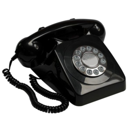 Seventies telefoon met druktoetsen - zwart