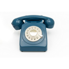 Seventies telefoon met draaischijf - blauw