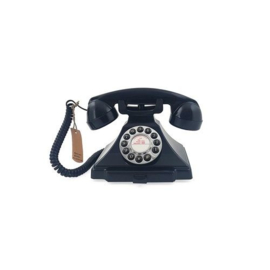 Twenties bakeliet-look telefoon met druktoetsen - zwart