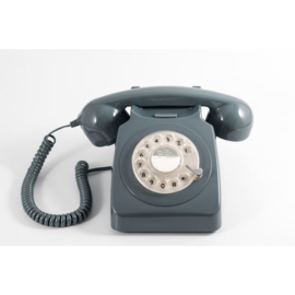 Seventies telefoon met draaischijf - grijs