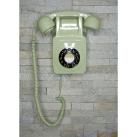 Seventies muurtelefoon met druktoetsen - groen