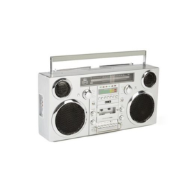 Jaren '80 stijl ghettoblaster met DAB+-radio, CD-speler, cassettedeck en bluetooth, zilver - GPO