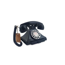 Twenties bakeliet-look telefoon met druktoetsen - zwart