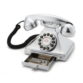 Twenties bakeliet-look telefoon met druktoetsen - chroom