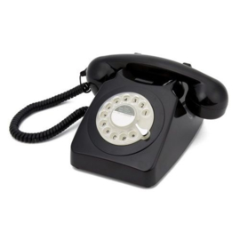 Seventies telefoon met draaischijf - zwart