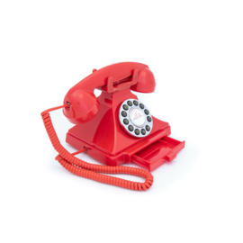 Twenties bakeliet-look telefoon met druktoetsen - rood