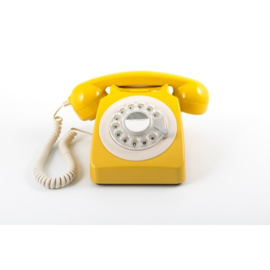 Seventies telefoon met draaischijf - geel