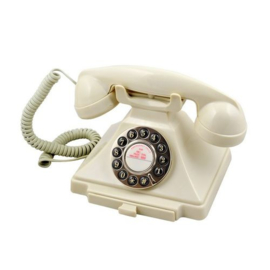 Twenties bakeliet-look telefoon met druktoetsen - ivoor