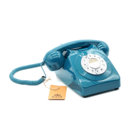 Seventies telefoon met druktoetsen - blauw