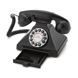 Twenties bakeliet-look telefoon met druktoetsen - zwart