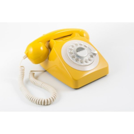Seventies telefoon met draaischijf - geel
