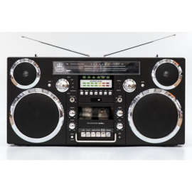 Jaren '80 stijl ghettoblaster met DAB+-radio, CD-speler, cassettedeck en bluetooth, zwart - GPO