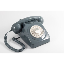 Seventies telefoon met draaischijf - grijs