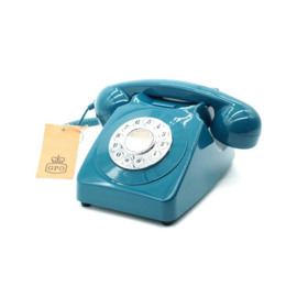Seventies telefoon met druktoetsen - blauw
