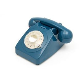 Seventies telefoon met draaischijf - blauw