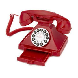 Twenties bakeliet-look telefoon met druktoetsen - rood