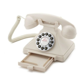 Twenties bakeliet-look telefoon met druktoetsen - ivoor