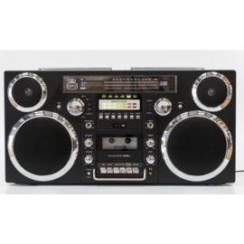 Jaren '80 stijl ghettoblaster met DAB+-radio, CD-speler, cassettedeck en bluetooth, zwart - GPO