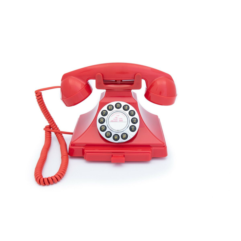 Twenties bakeliet-look telefoon met druktoetsen - rood