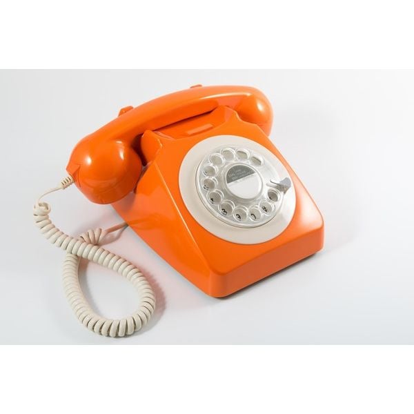 Seventies telefoon met draaischijf - oranje
