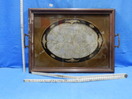 art nr: 689 vintage dienblad ingelegd met kant