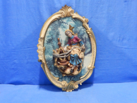 art nr: 631 vintage 3D schilderij van een oude vrouw