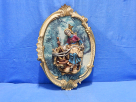 art nr: 631 vintage 3D schilderij van een oude vrouw