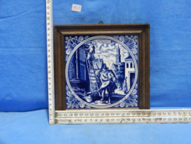 art nr: 859 antieke Delft Blauwe wandtegel van de Loodgieter