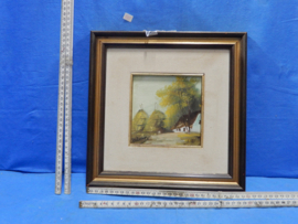 art nr: 675 vintage schilderijtje van Rieleef, boerderij met hooizolders